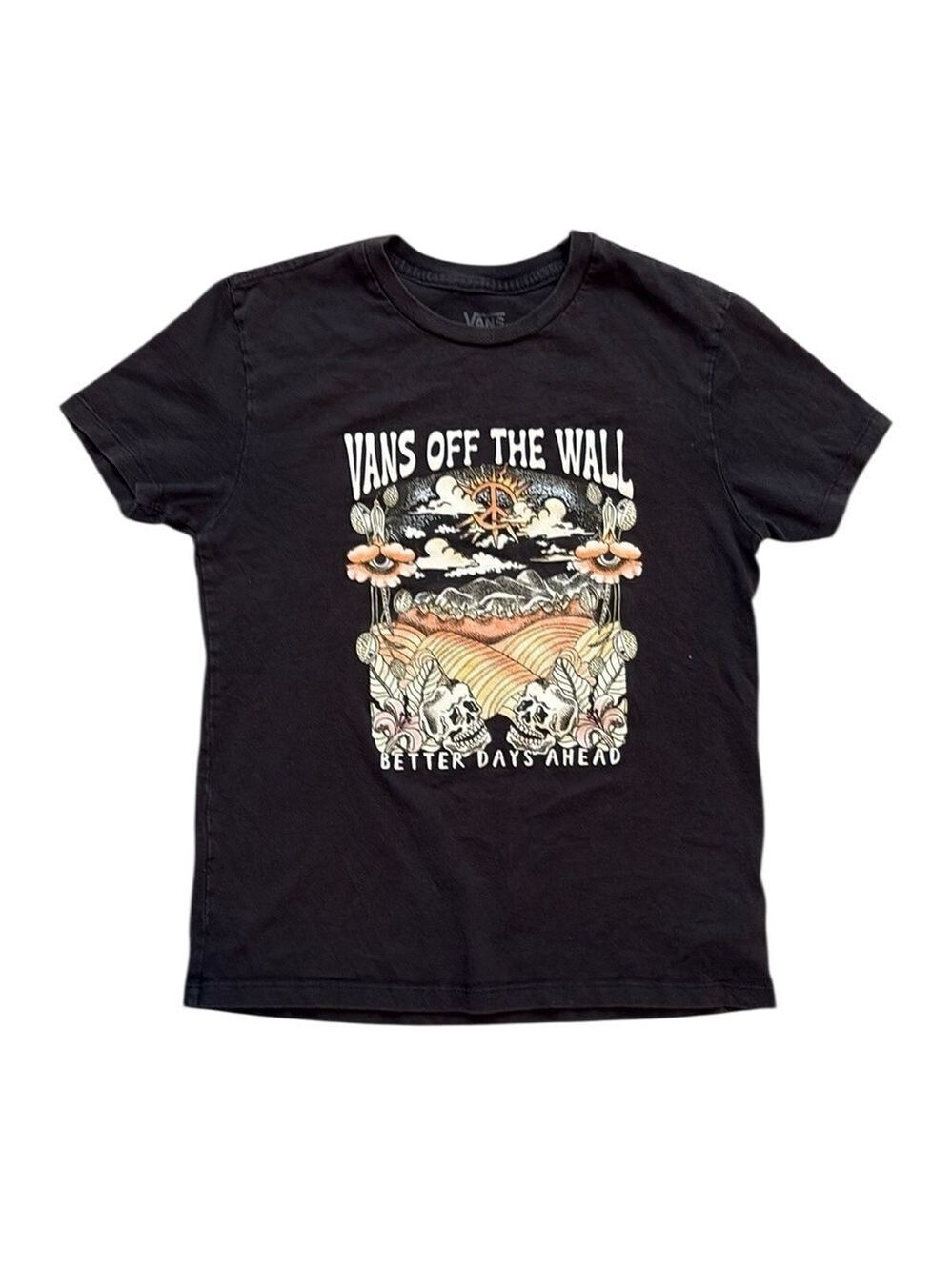 Vans Women’s Graphic Tee Better Days Ahead Dark Gray Multi Size XS